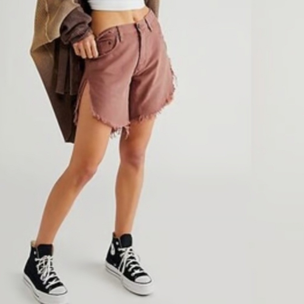 One Teaspoon X Free People Frankies Nutmeg Festival Denim Fringe Shorts SIZE 25